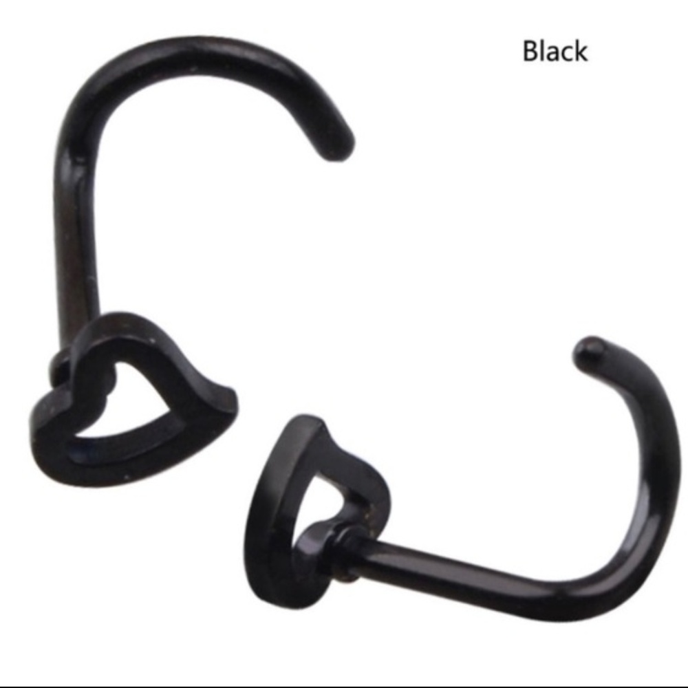 Heart Shaped jewelry Nose Ring Stud. Hypoallergenic nose ring for pierced nose. - Picture 4 of 6